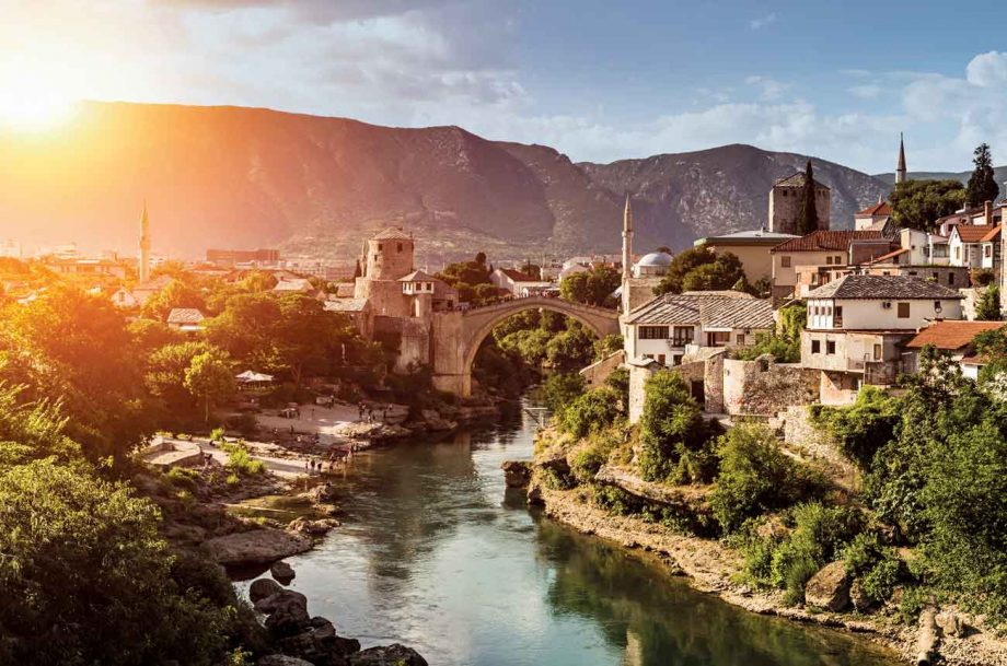 Stari Most bridge spans the Neretva river in Mostar